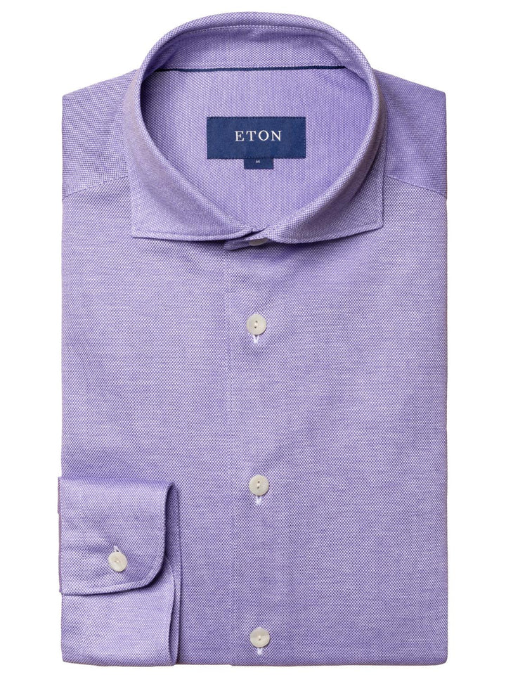 Eton knit pique slim shirt-100% katoen-HEREN SHIRTS-Paars