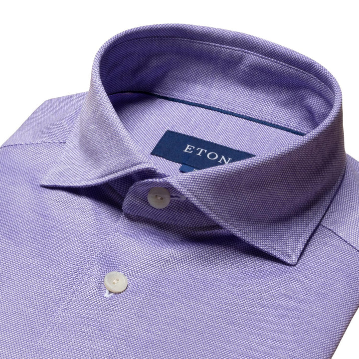 Eton knit pique slim shirt-100% katoen-HEREN SHIRTS-Paars
