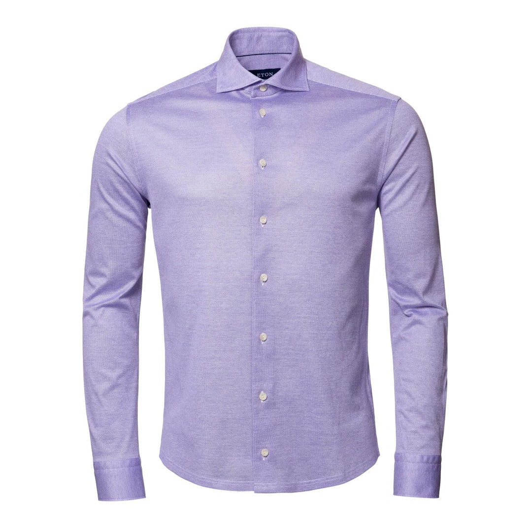 Eton knit pique slim shirt-100% katoen-HEREN SHIRTS-Paars
