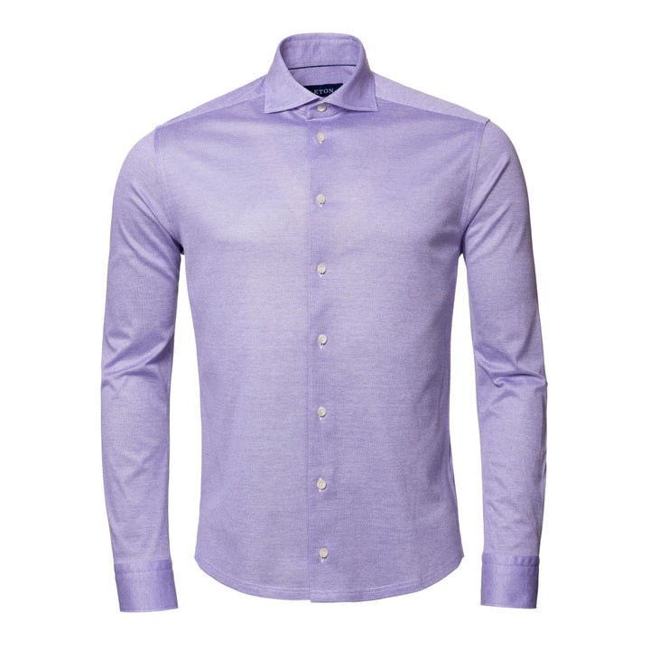 Eton knit pique slim shirt-100% katoen-HEREN SHIRTS-Paars