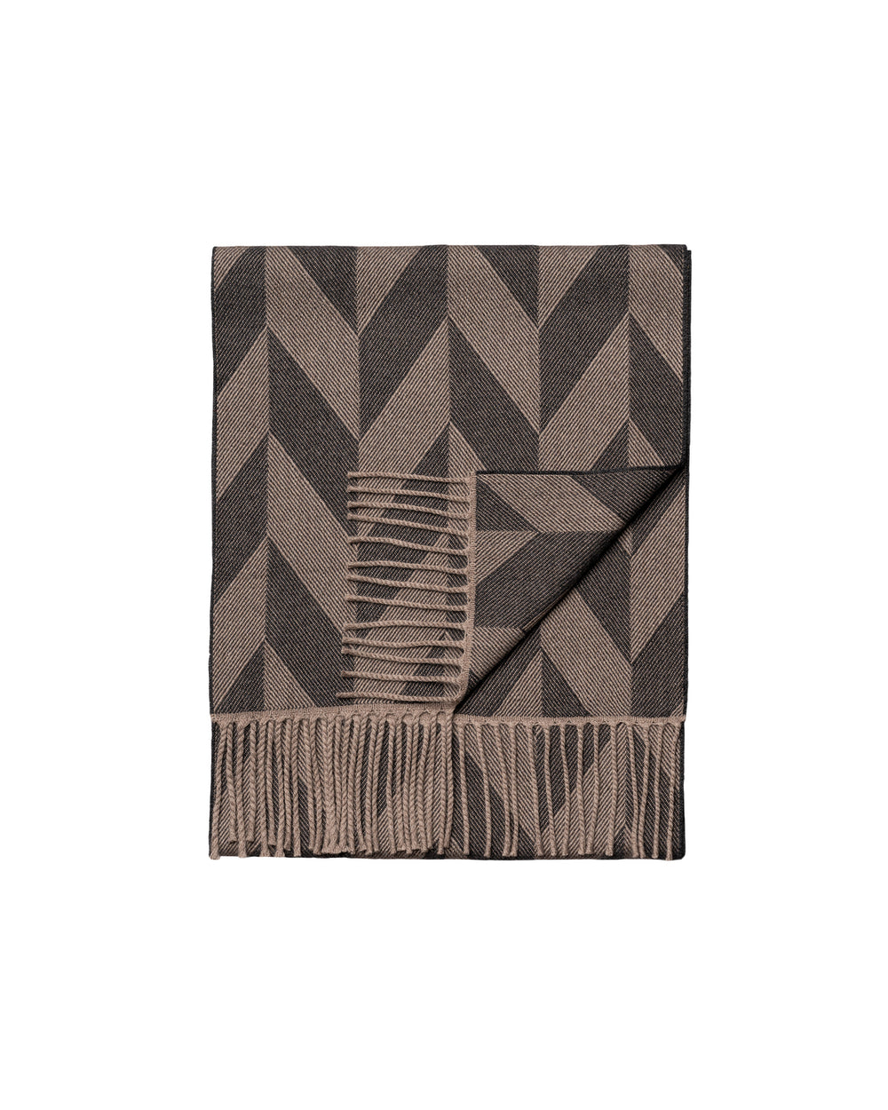 Eton Large Chevron Wollen Sjaal – Bruin-100% merino wol-HEREN ACCESSOIRES-Bruin