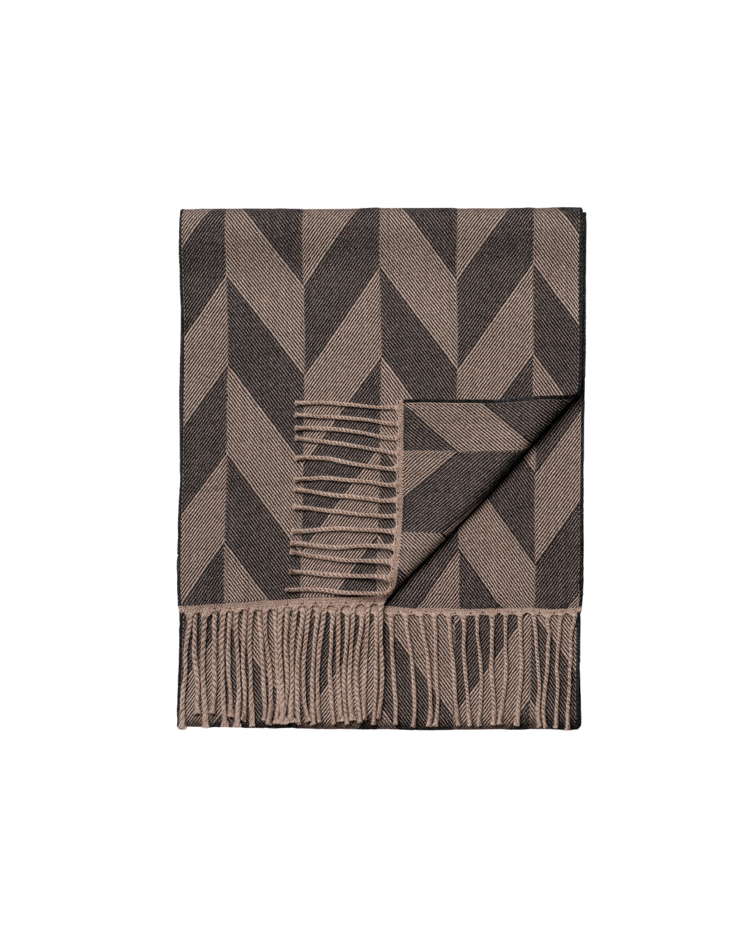 Eton Large Chevron Wollen Sjaal – Bruin-100% merino wol-HEREN ACCESSOIRES-Bruin