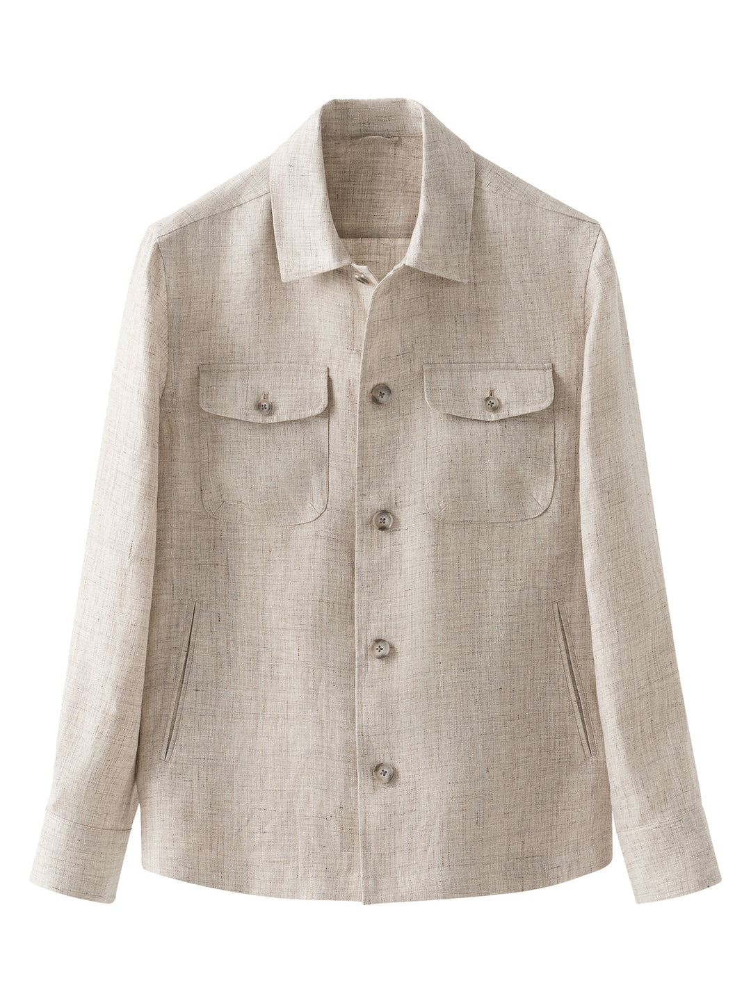 Eton linnen four pocket overshirt-100% linnen-HEREN SHIRTS-Beige