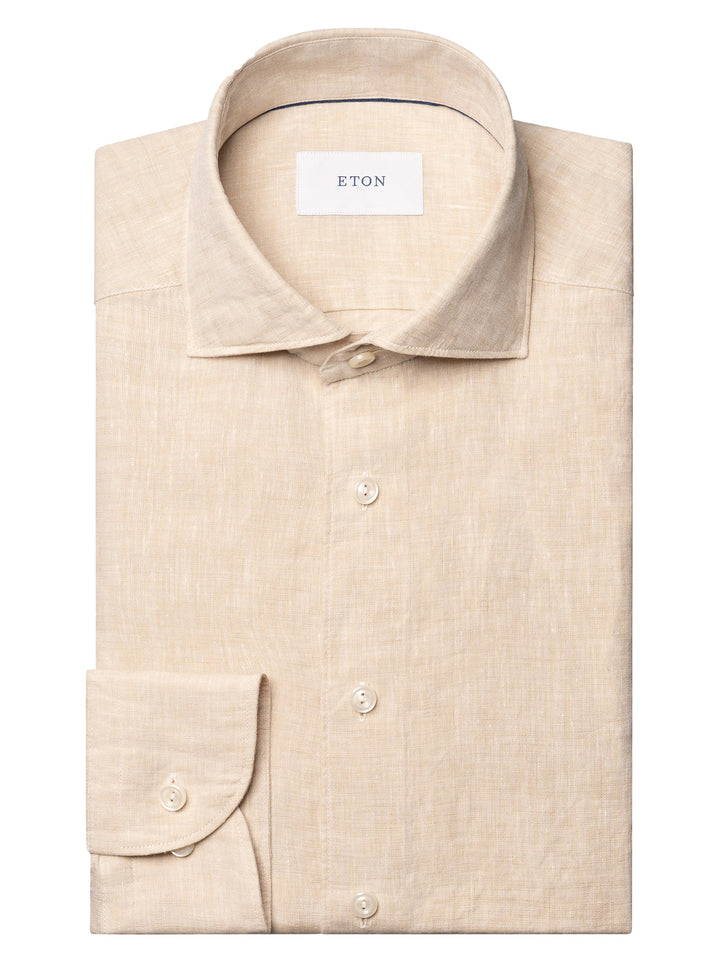 Eton linnen slim fit overhemd-100% linnen-HEREN SHIRTS-Beige