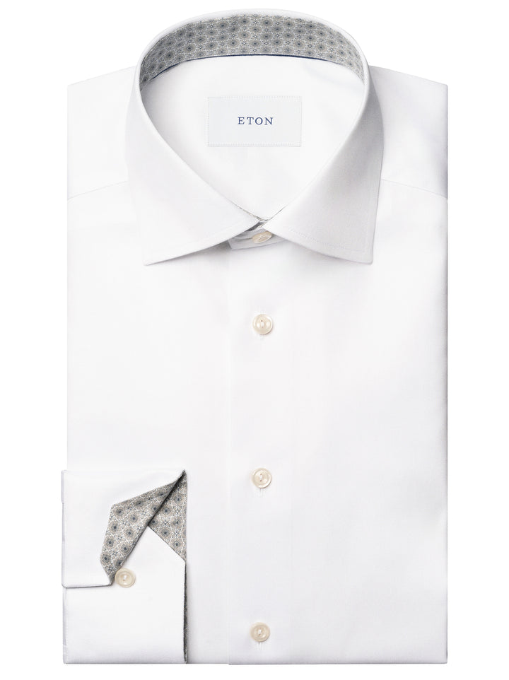 Eton Medallion Comteporary Twill Shirt – Wit-100% katoen -HEREN SHIRTS-Wit