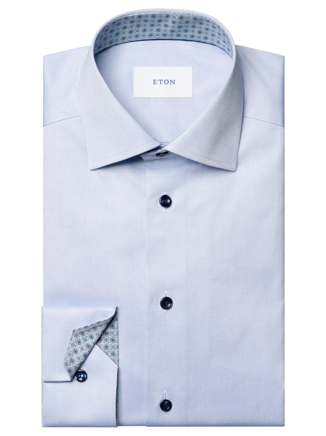 Eton Medallion Effect Contemporary Twill Shirt -100% katoen -HEREN SHIRTS-Blauw