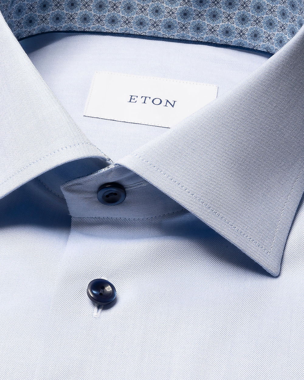 Eton Medallion Effect Contemporary Twill Shirt -100% katoen -HEREN SHIRTS-Blauw