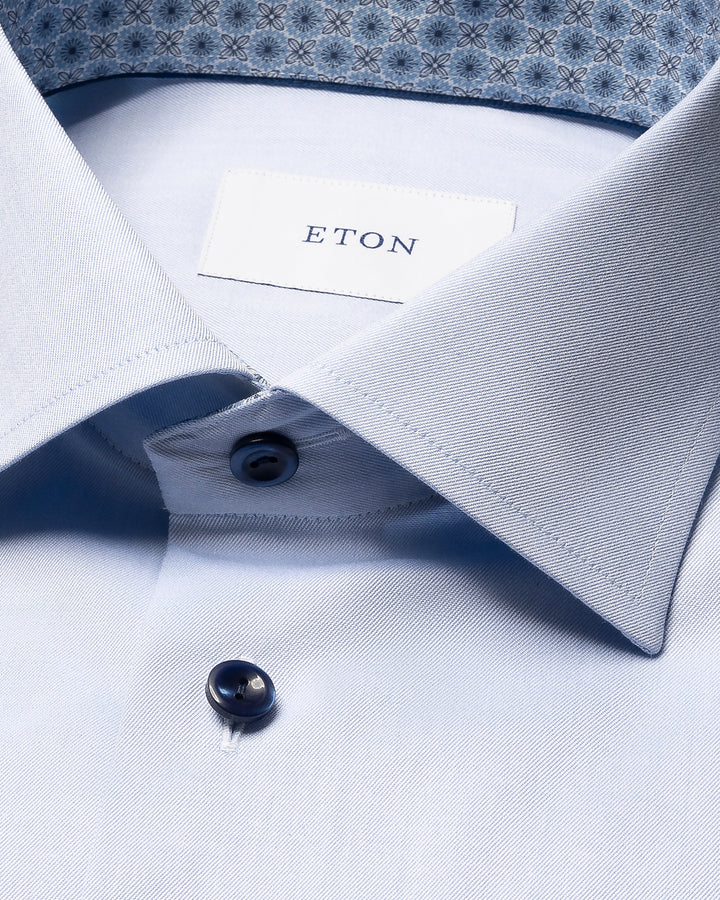 Eton Medallion Effect Contemporary Twill Shirt -100% katoen -HEREN SHIRTS-Blauw