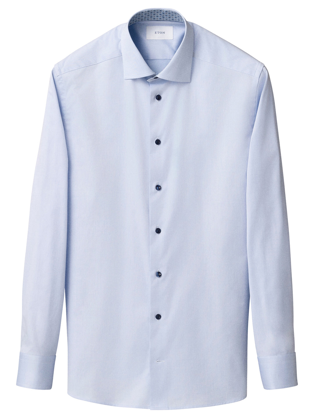 Eton Medallion Effect Slim Fit Twill Shirt –Blauw-100% katoen-HEREN SHIRTS-Blauw