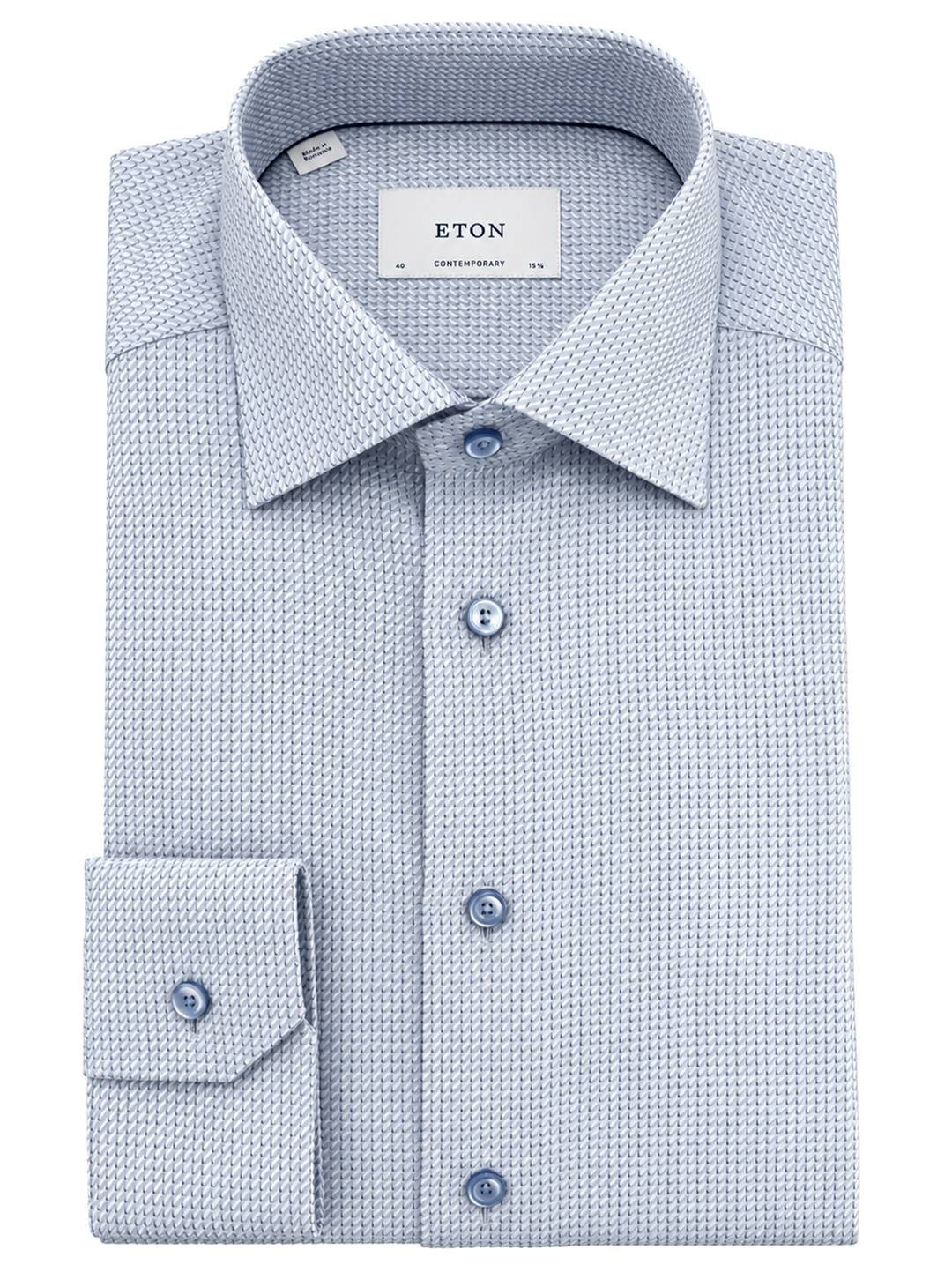 Eton Micro Ruit King Twill Conteporary Fit – Blauw-100% katoen-HEREN SHIRTS-Blauw