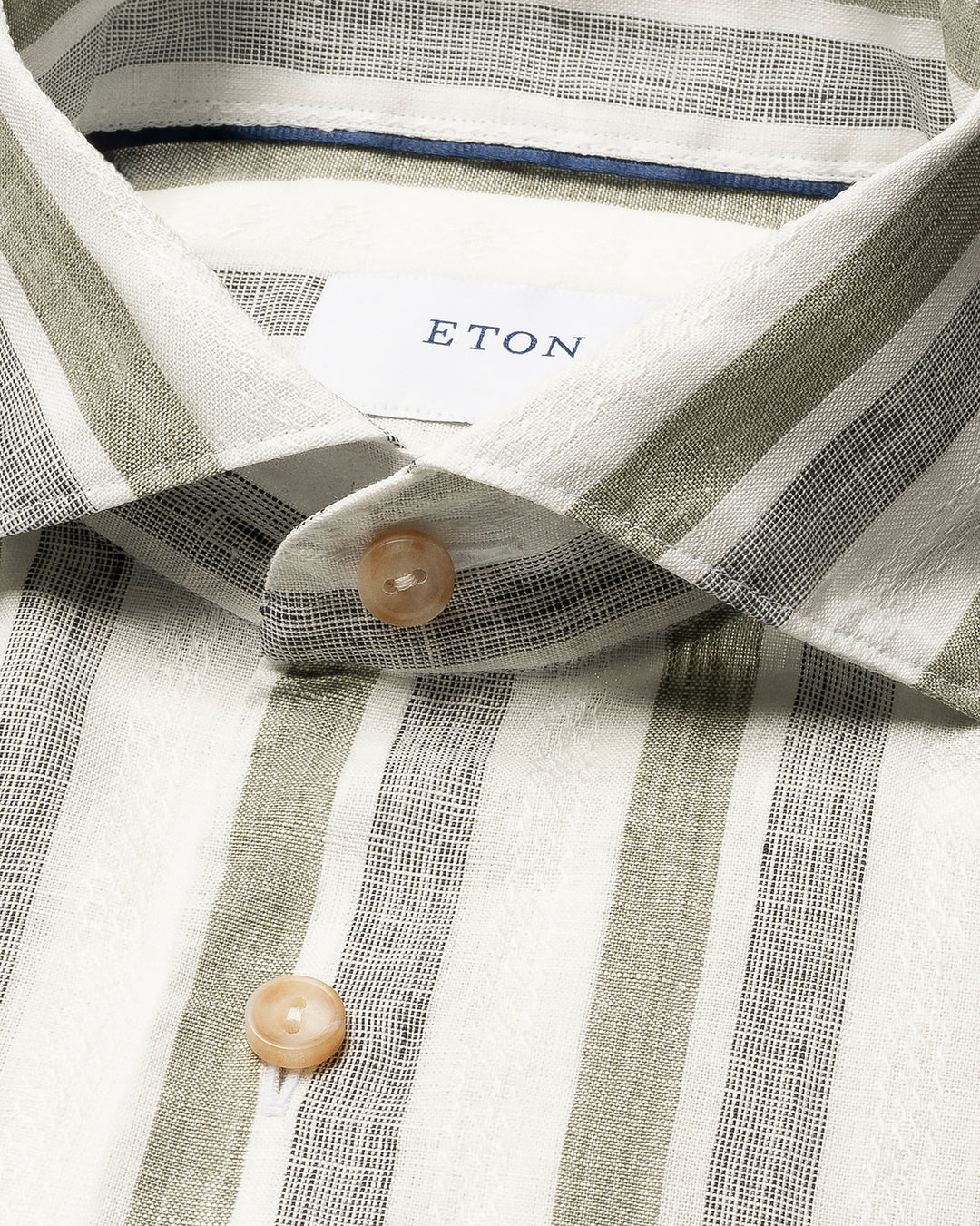 Eton Multi Streep Linnen Shirt – Groen-100% linnen-HEREN SHIRTS-Groen