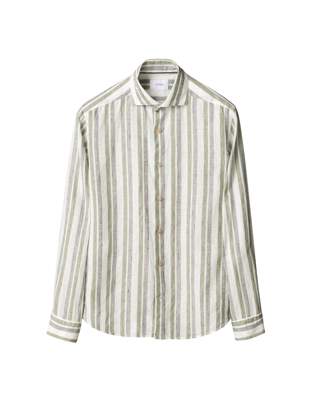 Eton Multi Streep Linnen Shirt – Groen-100% linnen-HEREN SHIRTS-Groen