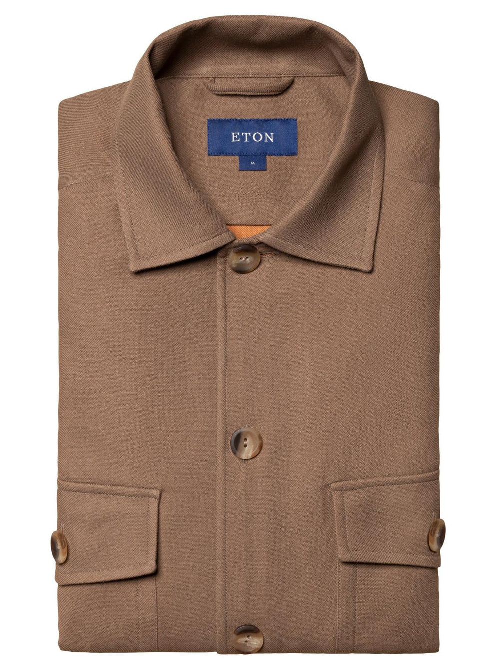 Eton overshirt-100% katoen-HEREN SHIRTS-Bruin