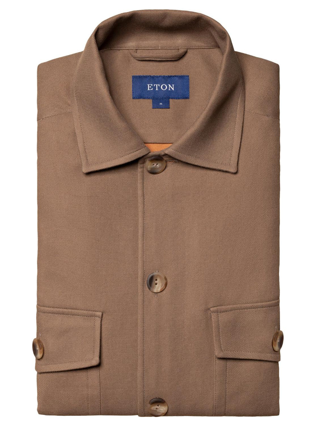 Eton overshirt-100% katoen-HEREN SHIRTS-Bruin