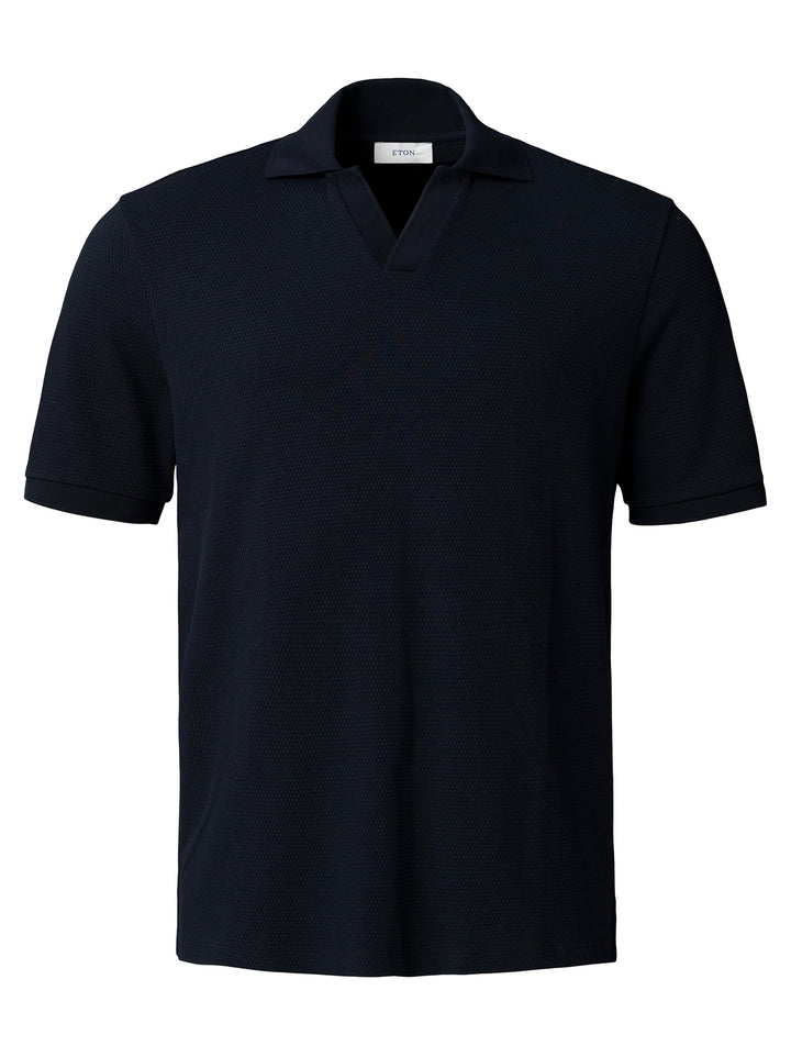 Eton Polo Riva kraag – Blauw-98% katoen, 2% elastaan-HEREN POLO'S & T-SHIRTS-Blauw