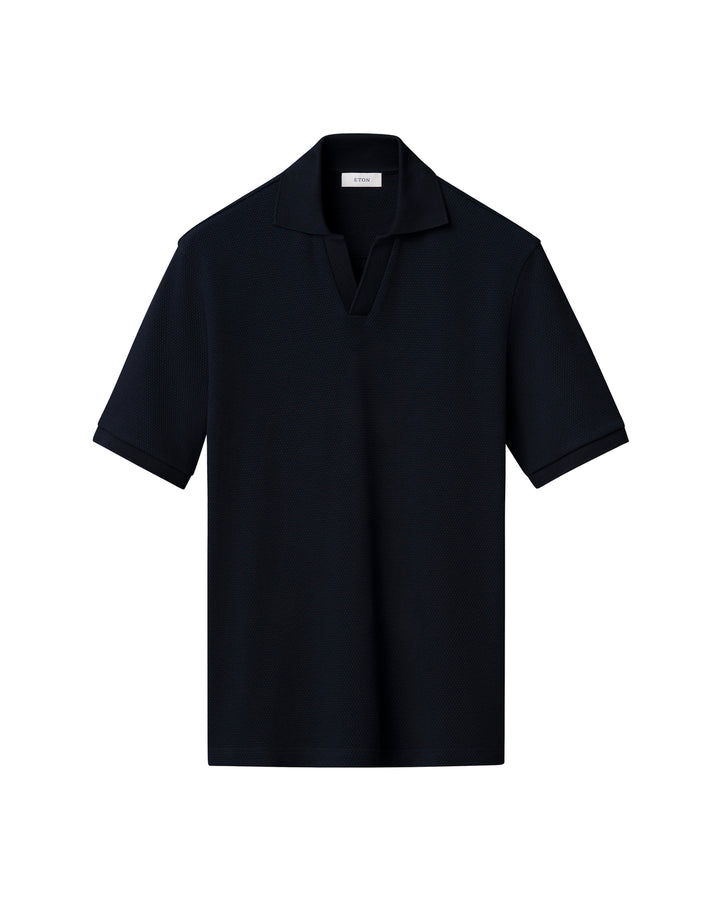 Eton Polo Riva kraag – Blauw-98% katoen, 2% elastaan-HEREN POLO'S & T-SHIRTS-Blauw