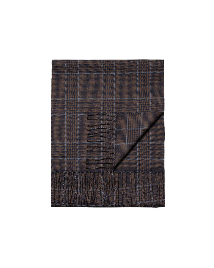 Eton Prince Of Wales Merino Wollen Sjaal – Blauw-100% merino wol-HEREN ACCESSOIRES-Blauw