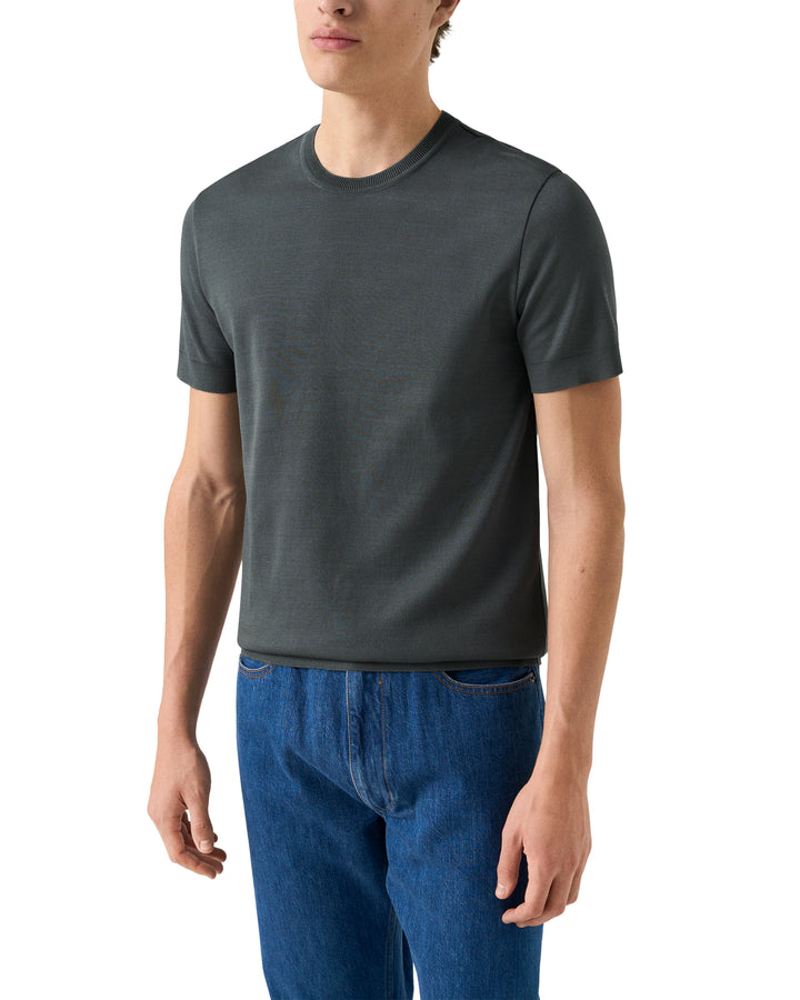 Eton Self Rib Cotton T-shirt – Grijs-100% katoen-HEREN POLO'S & T-SHIRTS-Grijs