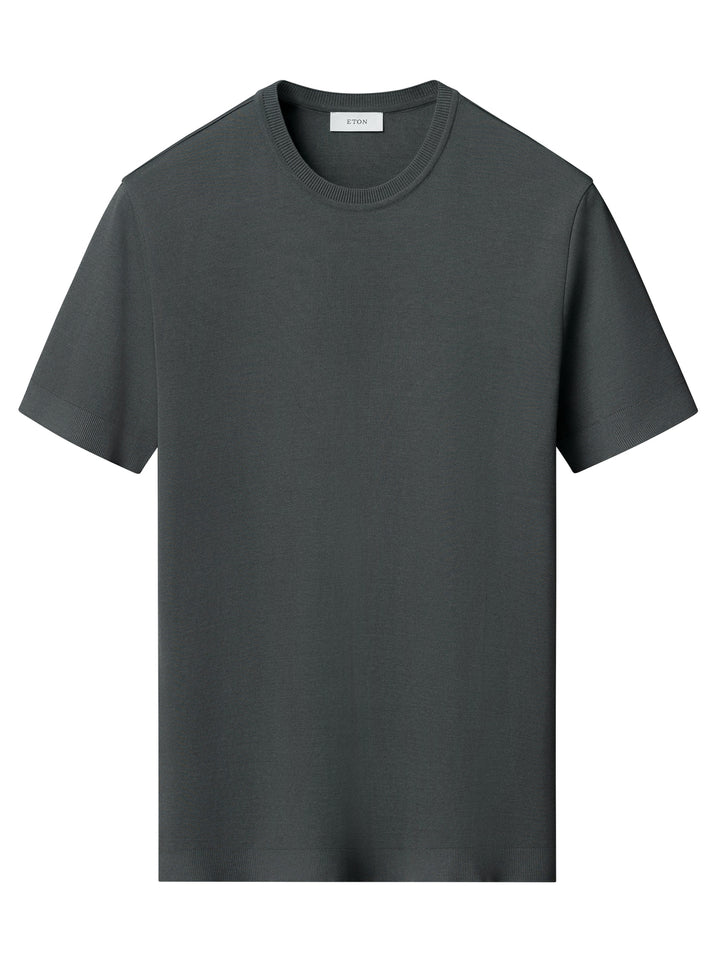 Eton Self Rib Cotton T-shirt – Grijs-100% katoen-HEREN POLO'S & T-SHIRTS-Grijs