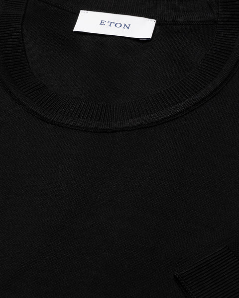Eton Self Rib Cotton T-shirt – Zwart-100% katoen-HEREN POLO'S & T-SHIRTS-Zwart