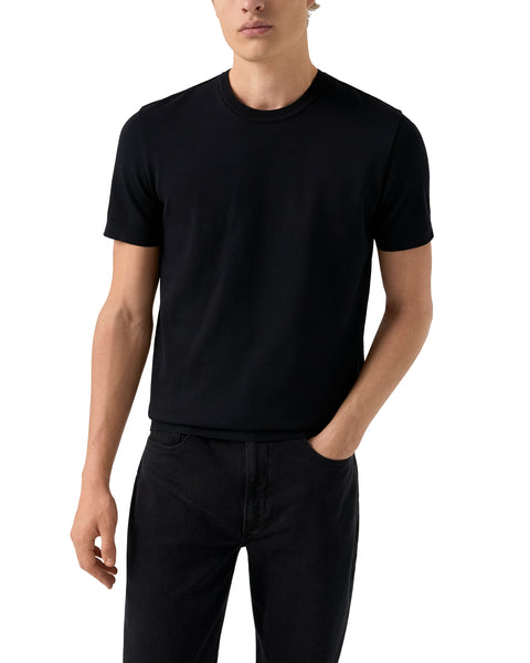 Eton Self Rib Cotton T-shirt – Zwart-100% katoen-HEREN POLO'S & T-SHIRTS-Zwart