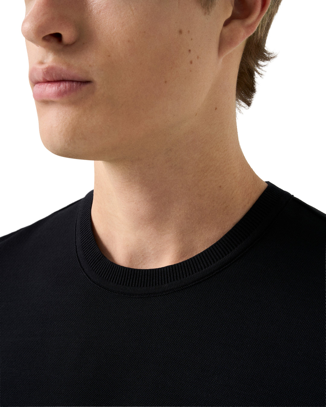 Eton Self Rib Cotton T-shirt – Zwart-100% katoen-HEREN POLO'S & T-SHIRTS-Zwart