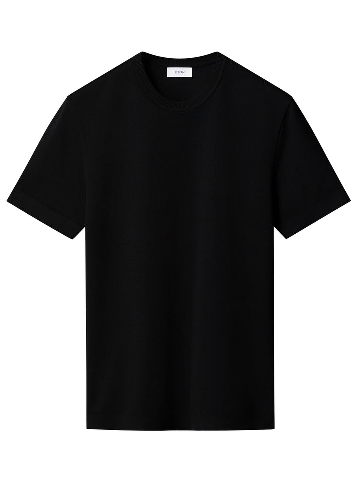 Eton Self Rib Cotton T-shirt – Zwart-100% katoen-HEREN POLO'S & T-SHIRTS-Zwart