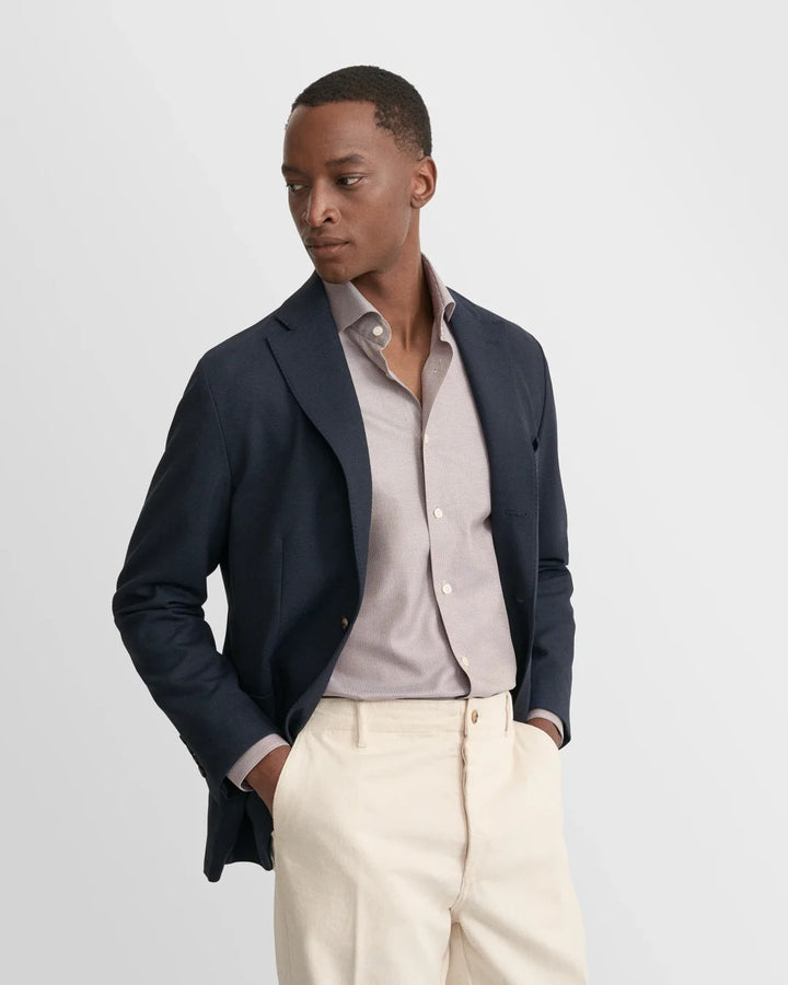 Eton Semi Solid Dobby Shirt Contemporary Fit-100% katoen-HEREN SHIRTS-Bruin