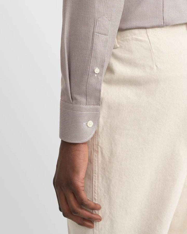 Eton Semi Solid Dobby Shirt Contemporary Fit-100% katoen-HEREN SHIRTS-Bruin