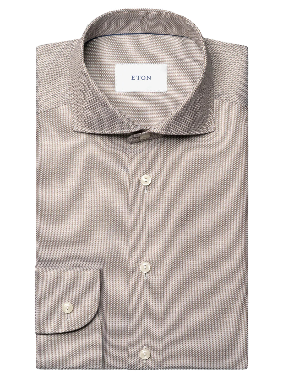 Eton Semi Solid Dobby Shirt Contemporary Fit-100% katoen-HEREN SHIRTS-Bruin