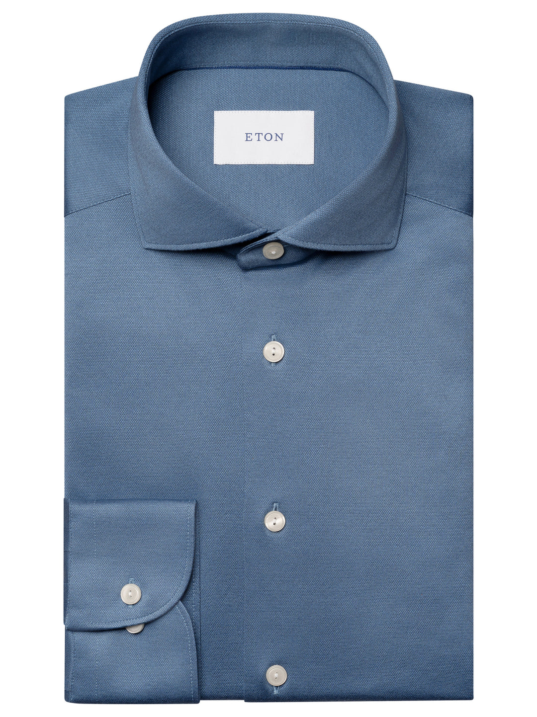 Eton Semi Solid Jacquard Shirt Slim Fit – Blauw-100% katoen-HEREN SHIRTS-Blauw