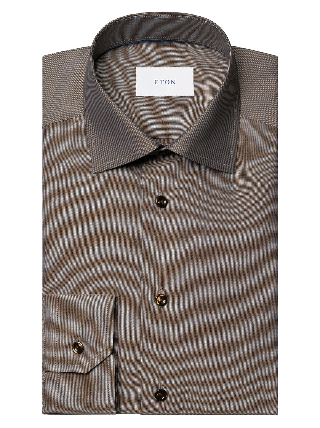 Eton Semi-Solid Twill Shirt Contemporary Fit-100% katoen-HEREN SHIRTS-Bruin