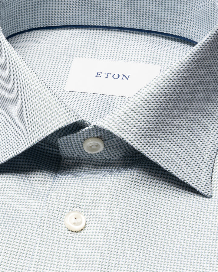 Eton Semi-Solid Twill Shirt Slim Fit – Groen-100% katoen-HEREN SHIRTS-Groen