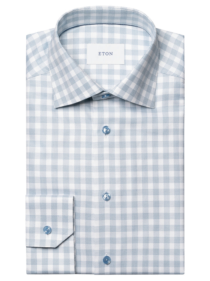 Eton Signature Twill Shirt Contemporary fit-100% katoen-HEREN SHIRTS-Blauw