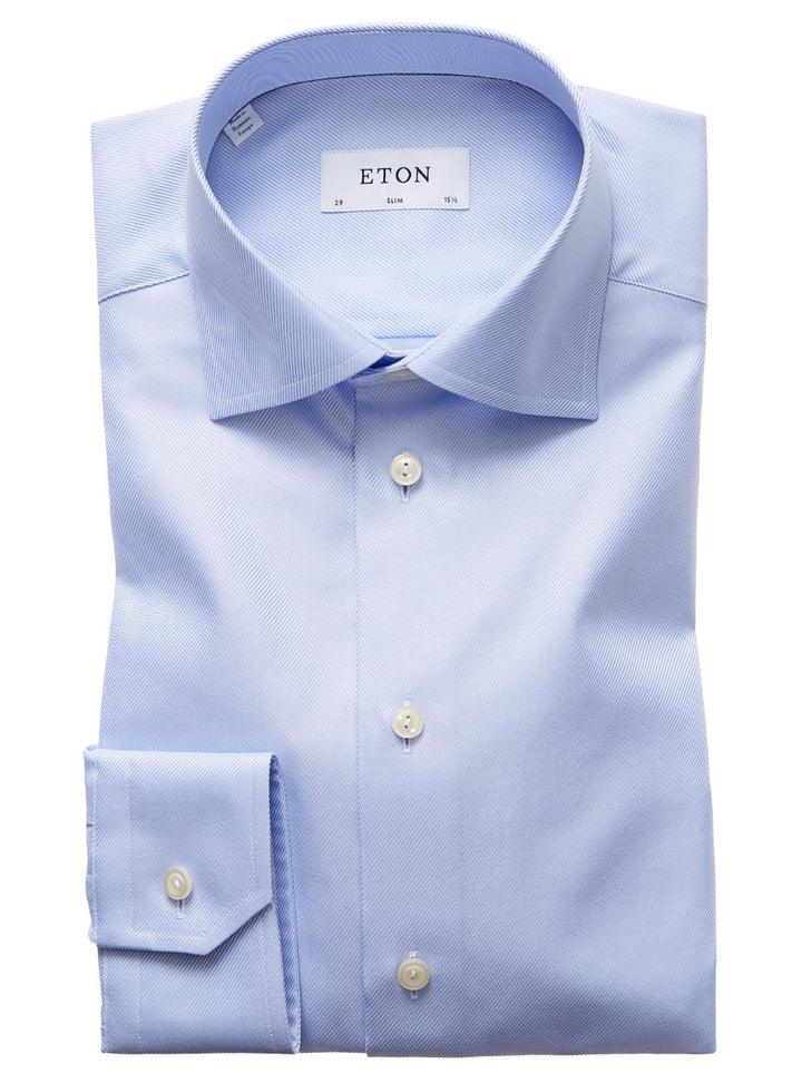 Eton slim fit blauw twill NOS-100% katoen-HEREN SHIRTS-Blauw