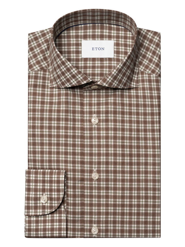 Eton – Slim Fit Business Shirt Bruin-100% katoen-HEREN SHIRTS-Bruin
