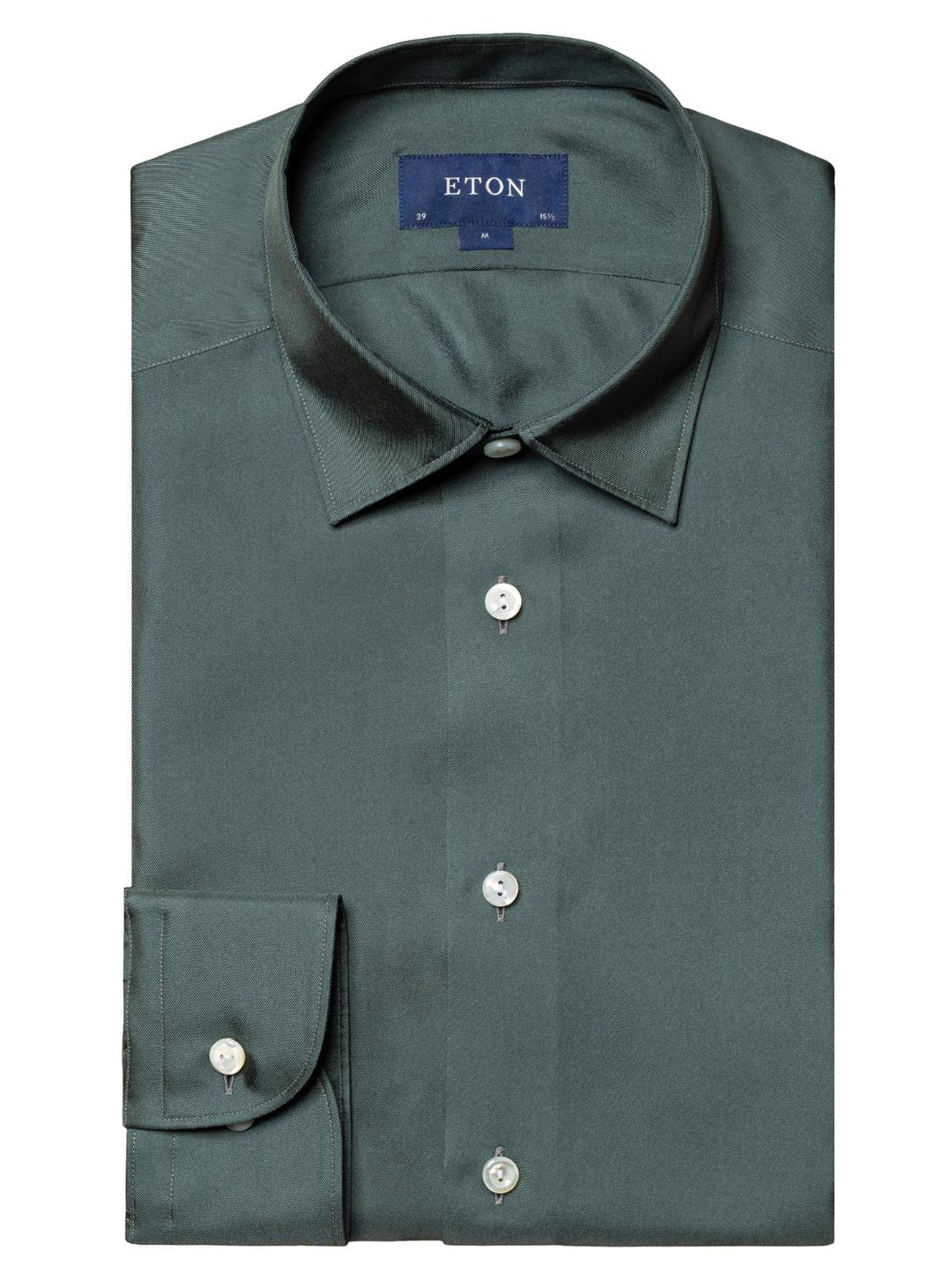 Eton slim fit casual shirt-100% zijde-HEREN SHIRTS-Groen