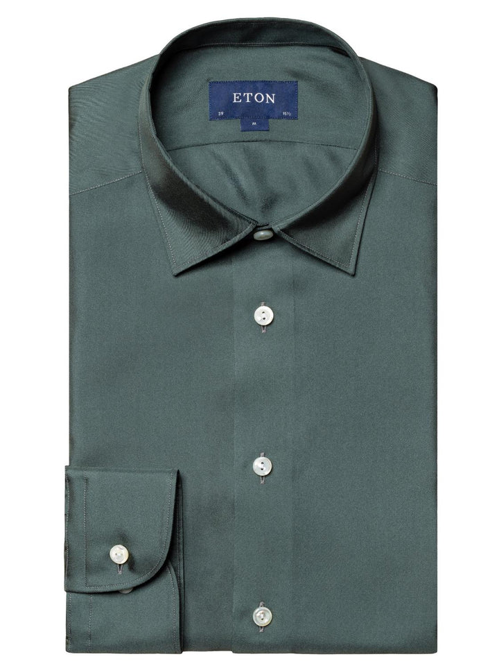 Eton slim fit casual shirt-100% zijde-HEREN SHIRTS-Groen