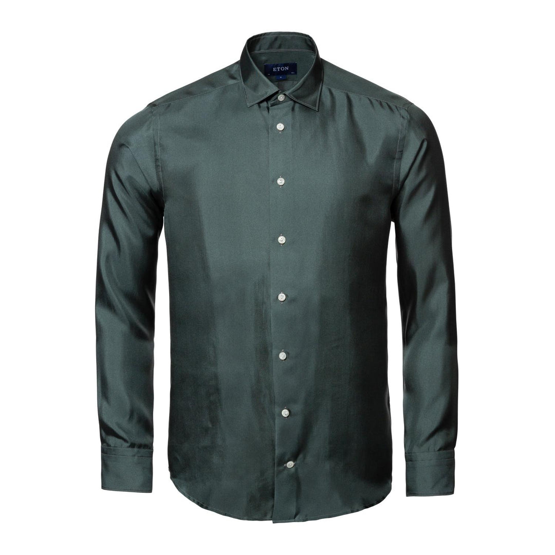 Eton slim fit casual shirt-100% zijde-HEREN SHIRTS-Groen