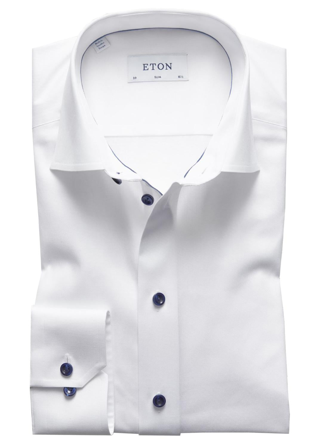 Eton slim fit overhemd-100% katoen-HEREN SHIRTS-Wit