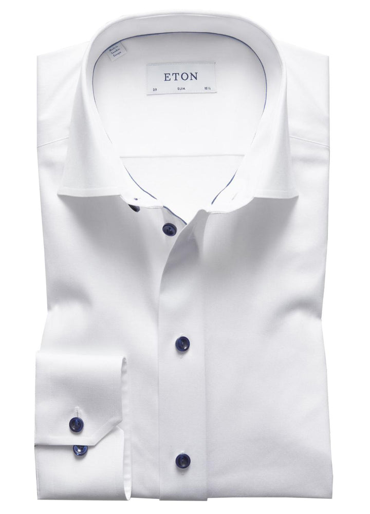 Eton slim fit overhemd-100% katoen-HEREN SHIRTS-Wit