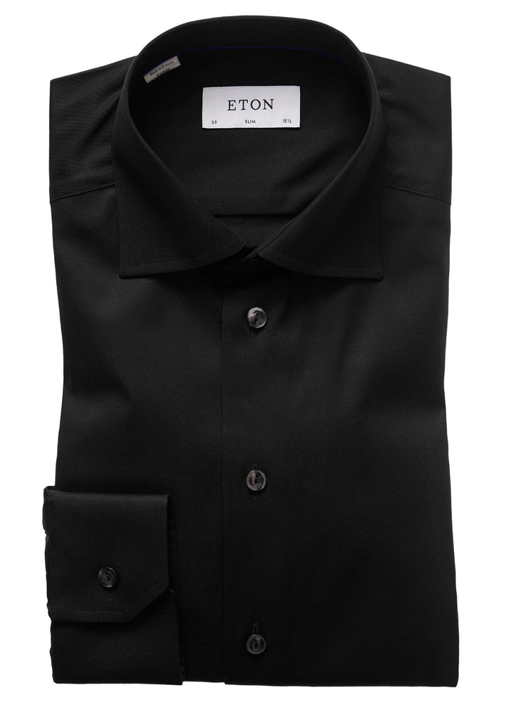 Eton slim fit overhemd NOS-100% katoen-HEREN SHIRTS-Zwart