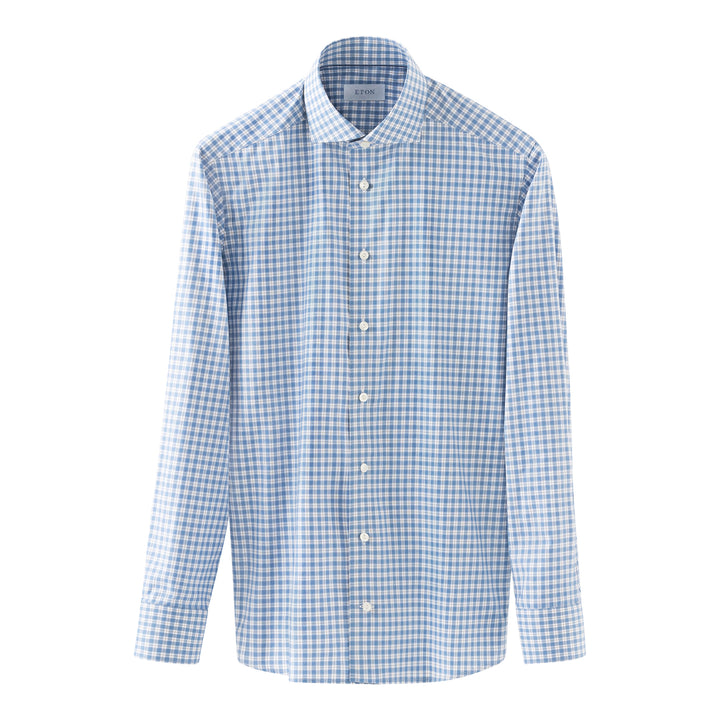 Eton Slim Fit ruit twill shirt-HEREN SHIRTS-Blauw