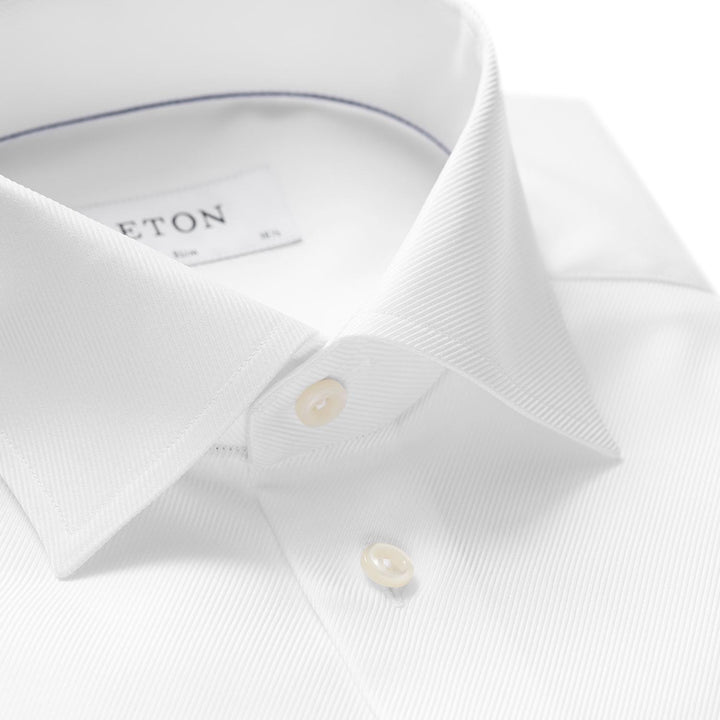 Eton slim fit wit twill NOS-100% katoen-HEREN SHIRTS-Wit