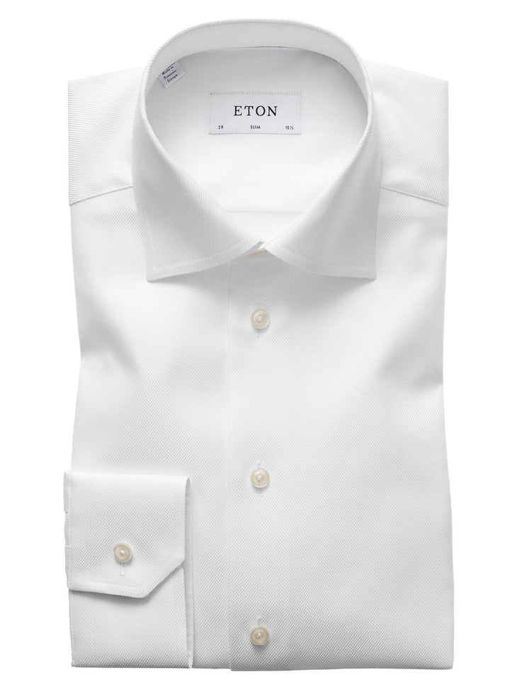 Eton slim fit wit twill NOS-100% katoen-HEREN SHIRTS-Wit