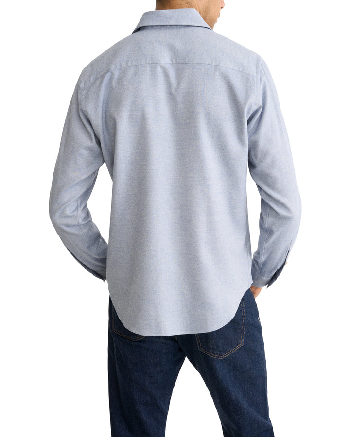 Eton Solid Flannel Shirt – Blauw-100% katoen-HEREN SHIRTS-Blauw