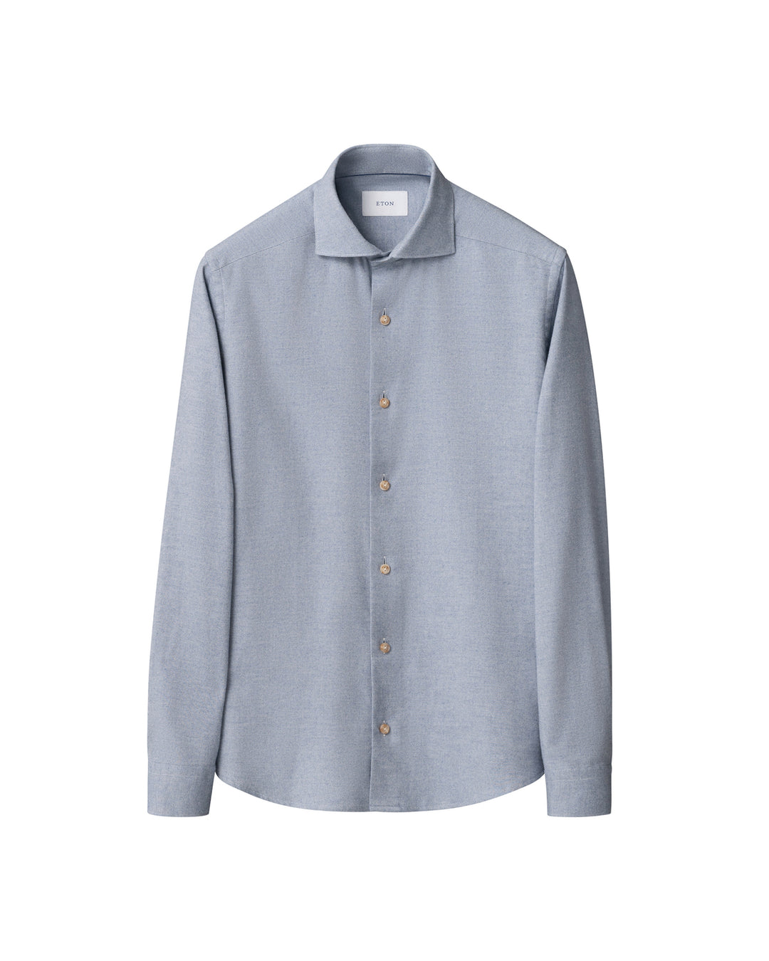 Eton Solid Flannel Shirt – Blauw-100% katoen-HEREN SHIRTS-Blauw