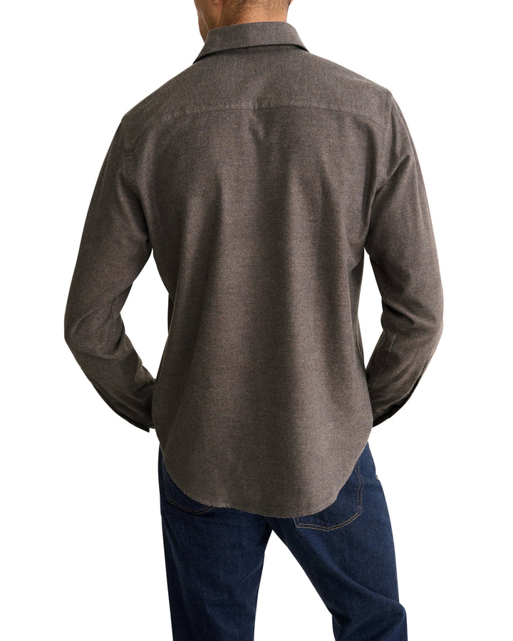 Eton Solid Flannel Shirt – Bruin-100% katoen-HEREN SHIRTS-Bruin