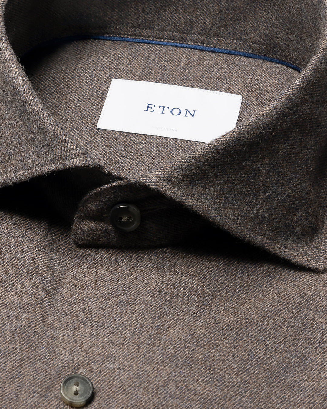 Eton Solid Flannel Shirt – Bruin-100% katoen-HEREN SHIRTS-Bruin