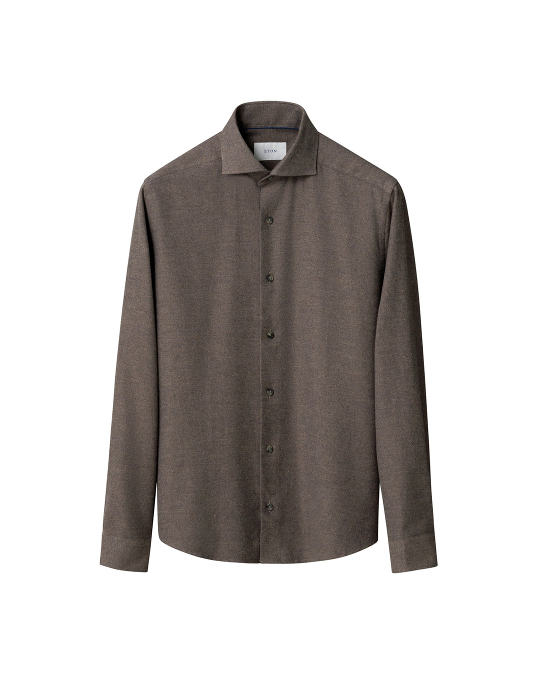 Eton Solid Flannel Shirt – Bruin-100% katoen-HEREN SHIRTS-Bruin